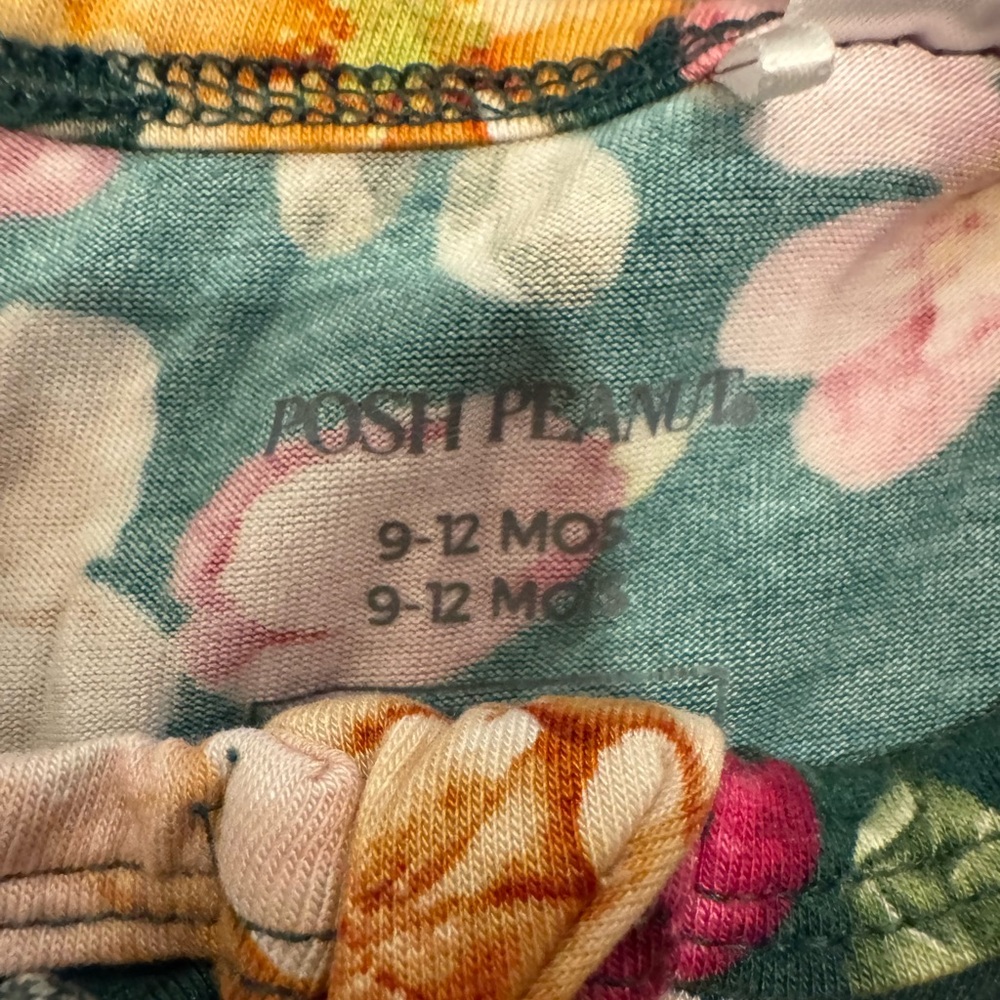 Posh Peanut Footie Ruffled Zippered One Piece 9-12 Months floral - Picture 3 of 9